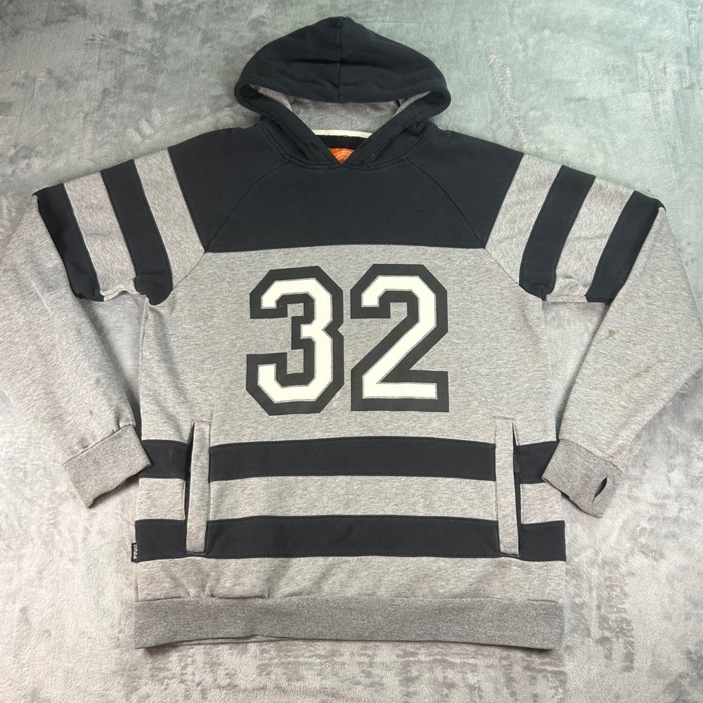 ThirtyTwo STI Repel Snowboarding Hoodie Grey Black Striped Mens Large